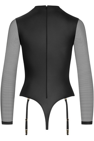 Maison Close Chambre Noire Long Sleeved Thong Bodysuit Black