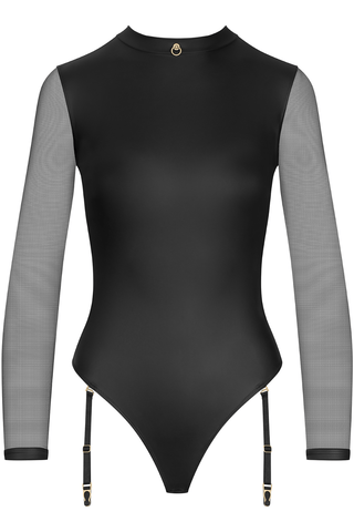 Maison Close Chambre Noire Long Sleeved Thong Bodysuit Black