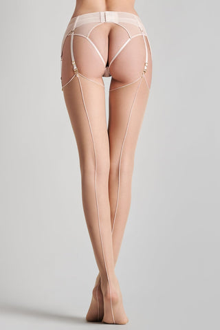 Maison Close Pink Seam Cut & Curled Stockings Nude