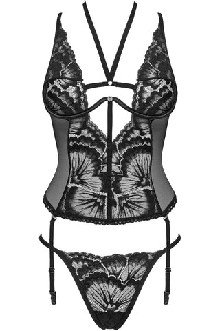 Obsessive Alessya Corset & Thong Set Black