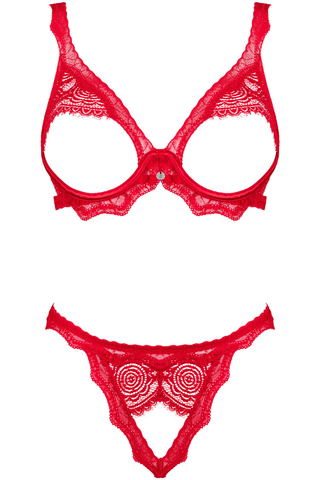 Obsessive Bergamore Open Bra & Thong Red