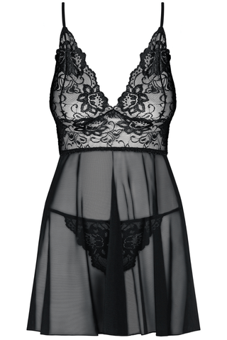 Obsessive Idillia Babydoll & Thong Black