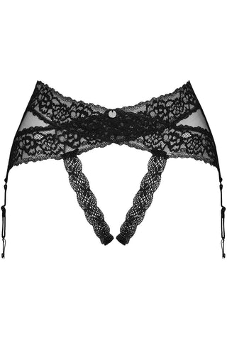 Obsessive Lacrisia Crotchless Suspender Thong Black