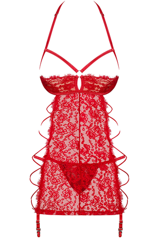 Obsessive Rediosa Cupless Chemise & Thong Red