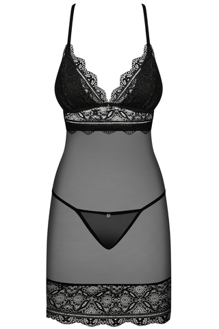 Obsessive Renelia Chemise & Thong Black