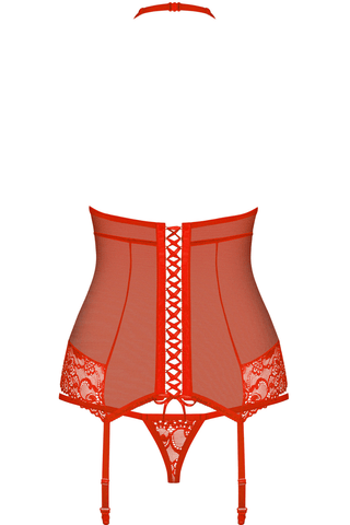 Obsessive Sheer Corset & Thong in Red