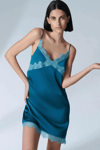 Simone Pérèle Satin Secrets Nightdress Cyan Blue