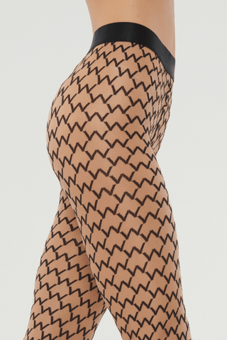 Wolford Sheer W Tights Gobi/Black